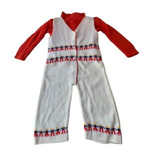 Vintage A Little Angel Original Baby Knit Outfit Two‎ Piece Knit Shirt Overall
